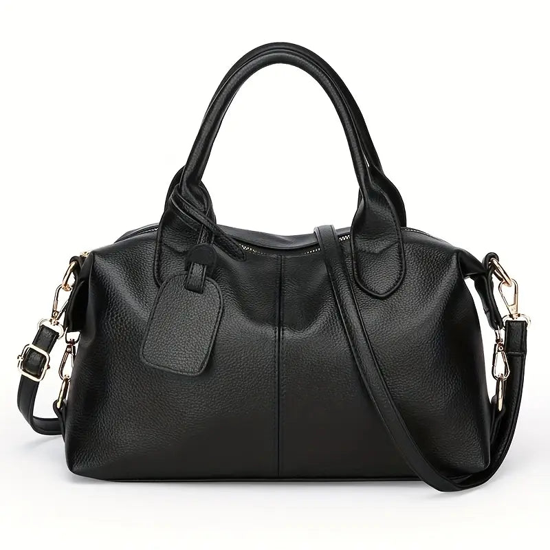 Lady Boston Bag - Large Lychee-Patterned Pillow Bag for Business Women