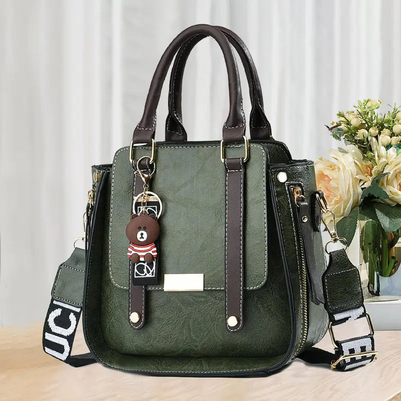 Women's Adjustable Tote Handbag - Spacious Work Bag with Zipper Closure, Golden Hardware