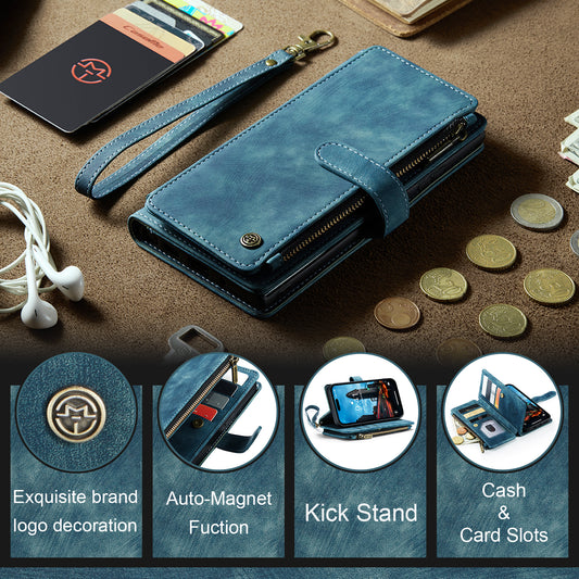 3-in-1 Functionality Durable Wallet  Case for iPhone (Blue)
