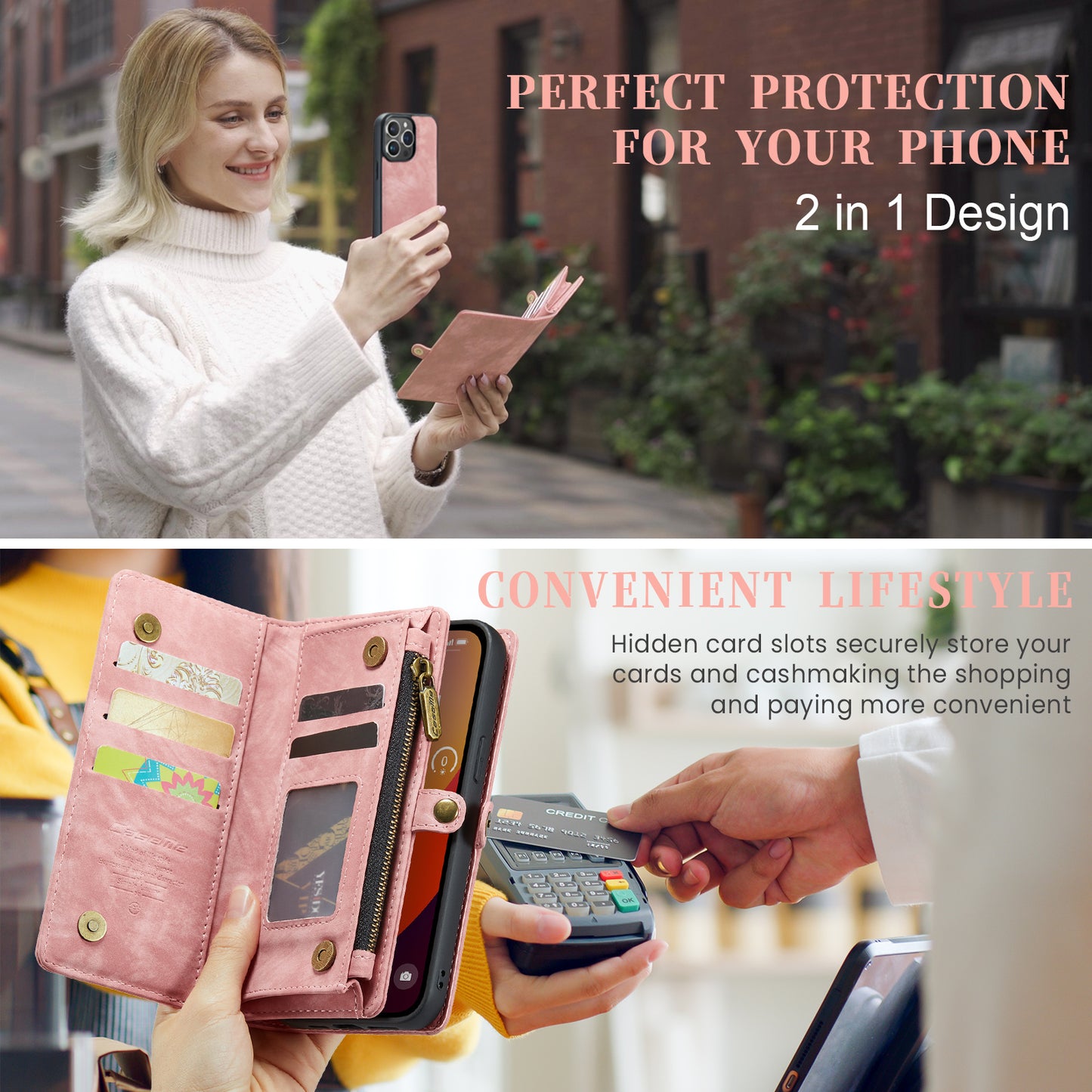 Detachable Leather Wallet Phone Case for iPhone