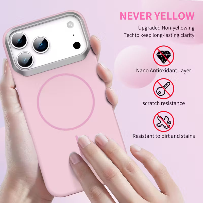 Luxury Metal Camera Frame Magnetic Matte Hard  Phone Case Wireless Charging & Shockproof Protection