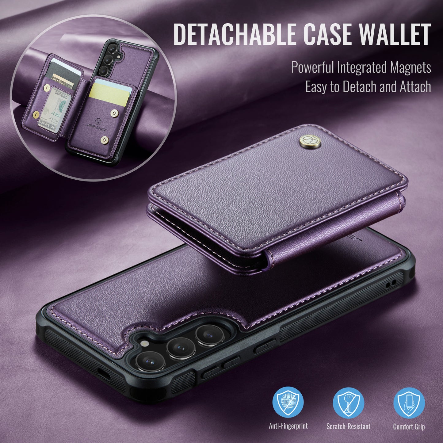 RFID Leather Magnetic Detachable Wallet Phone Case for Samsung Galaxy A Series