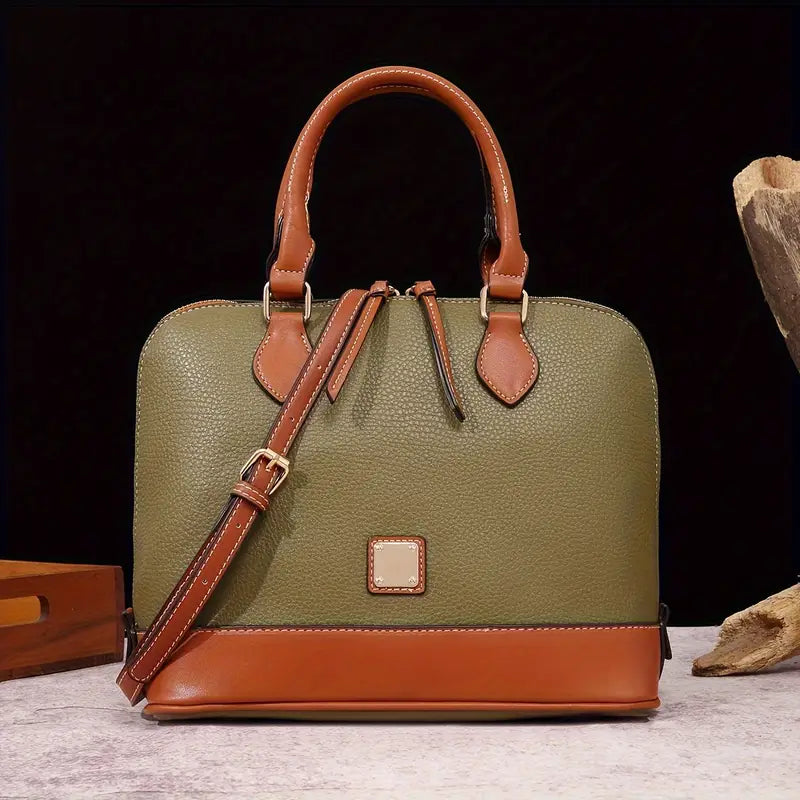 Luxury Color Contrast Satchel Handbag - Classic Style for Women's Office & Work