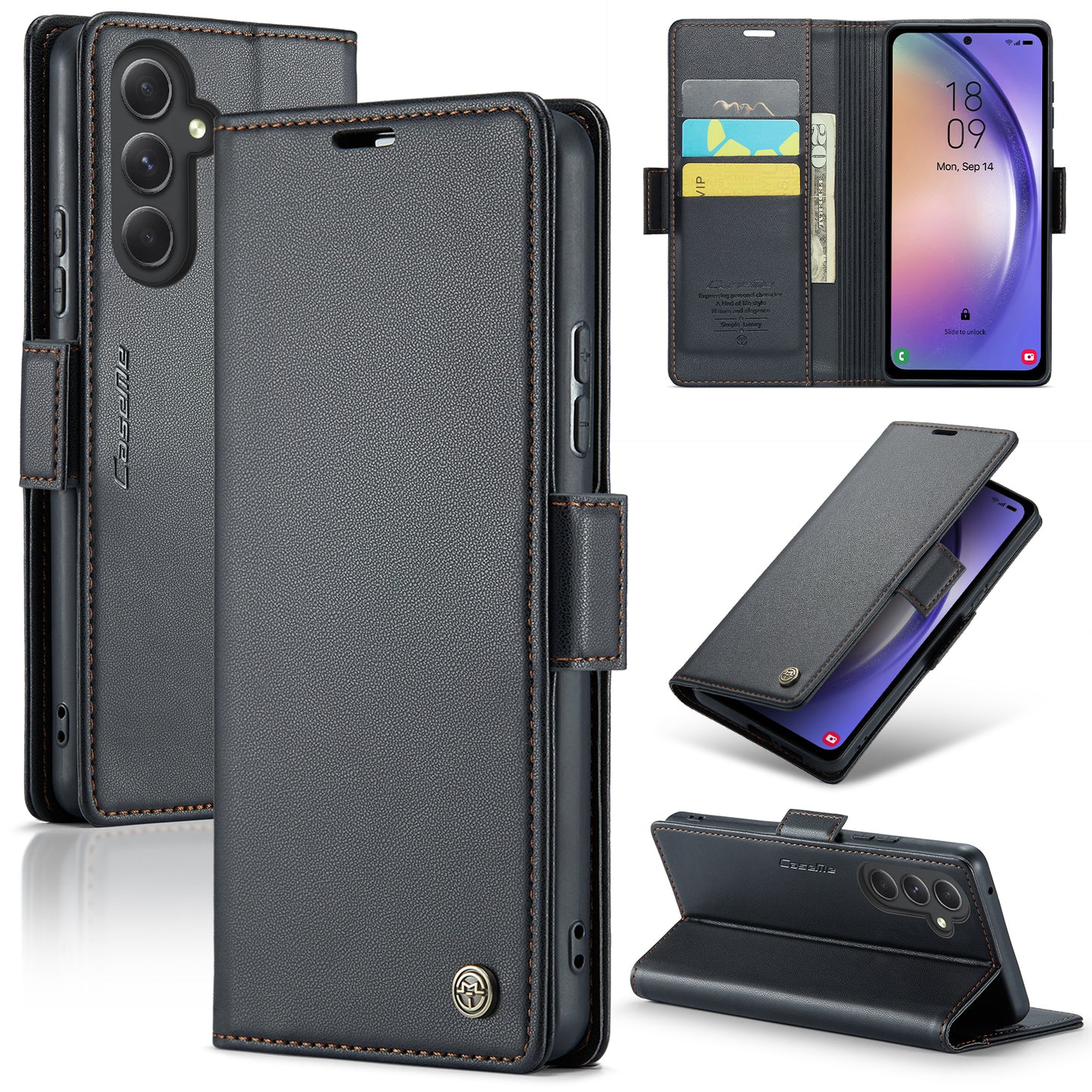 RFID Simple Solid Wallet Phone Case for Samsung Galaxy A