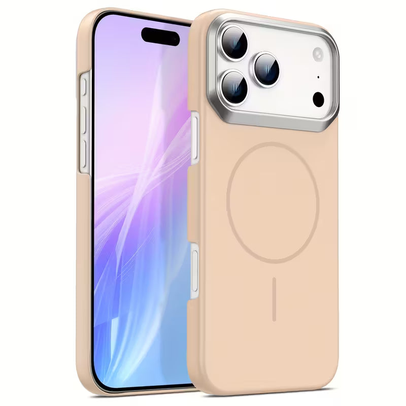Luxury Metal Camera Frame Magnetic Matte Hard  Phone Case Wireless Charging & Shockproof Protection