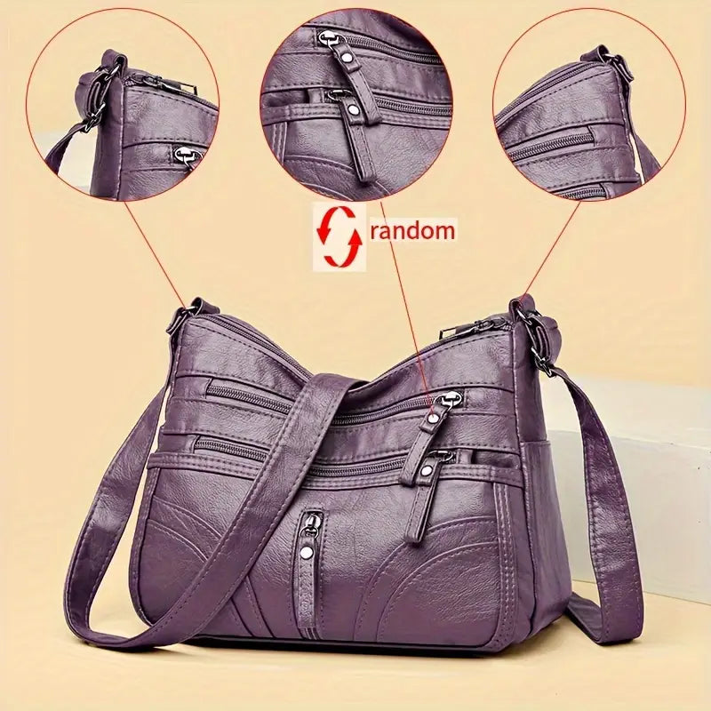 Large Capacity Soft Crossbody Bag - Random Flower Pattern & Strap Direction