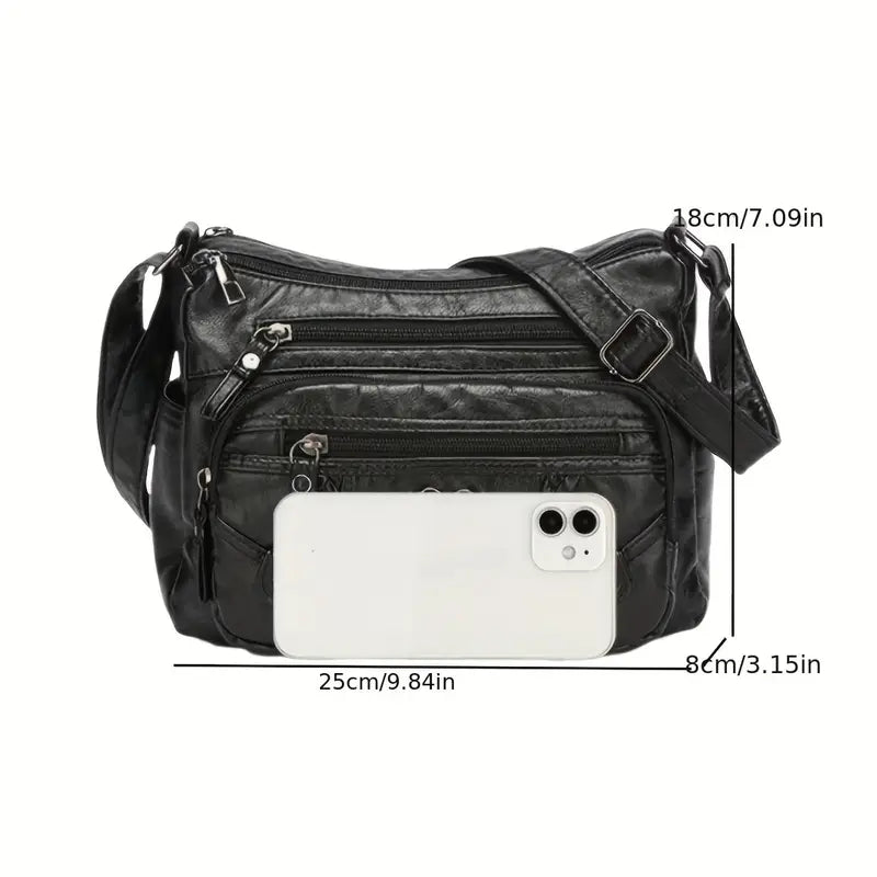 Chic Vintage Brown Crossbody Bag with Heart Accent