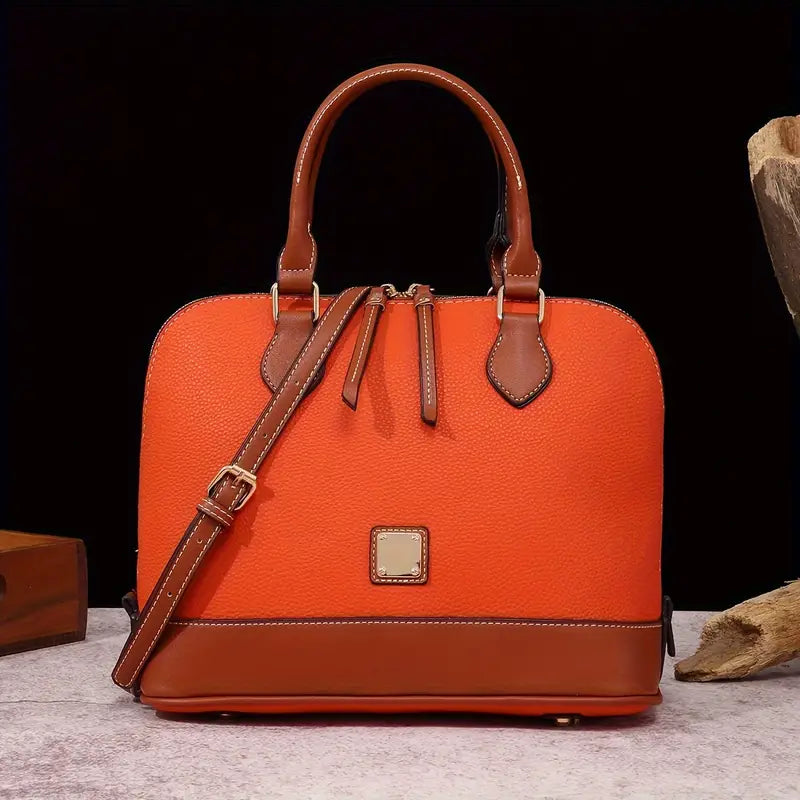 Luxury Color Contrast Satchel Handbag - Classic Style for Women's Office & Work