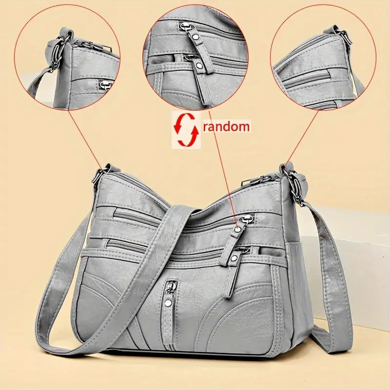 Large Capacity Soft Crossbody Bag - Random Flower Pattern & Strap Direction