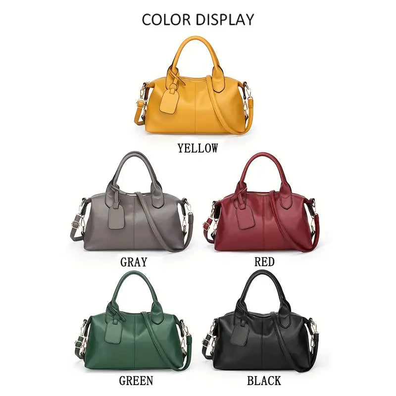 Lady Boston Bag - Large Lychee-Patterned Pillow Bag for Business Women