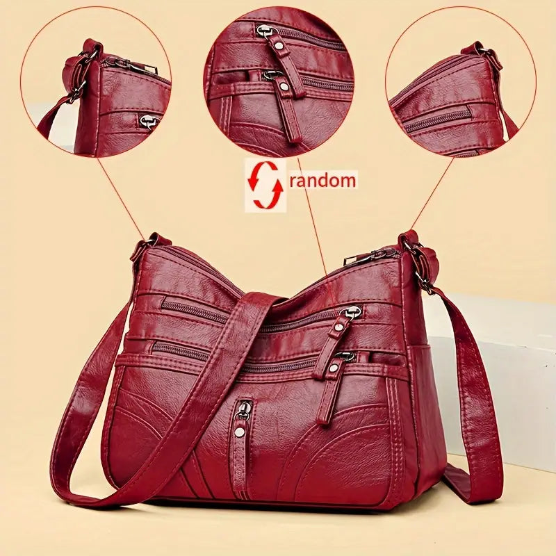 Large Capacity Soft Crossbody Bag - Random Flower Pattern & Strap Direction