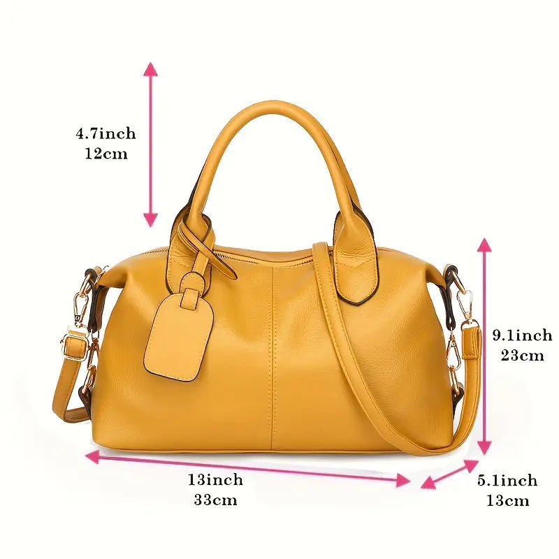 Lady Boston Bag - Large Lychee-Patterned Pillow Bag for Business Women