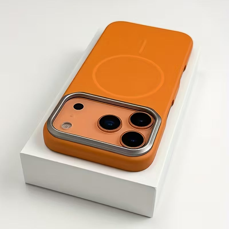 Luxury Metal Camera Frame Magnetic Matte Hard  Phone Case Wireless Charging & Shockproof Protection