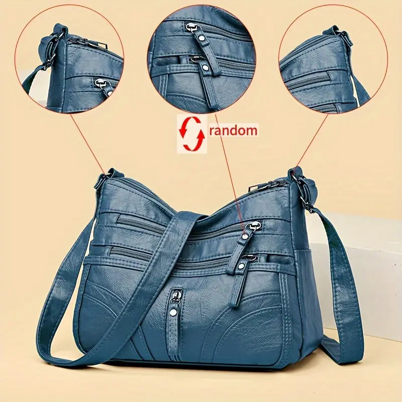 Large Capacity Soft Crossbody Bag - Random Flower Pattern & Strap Direction