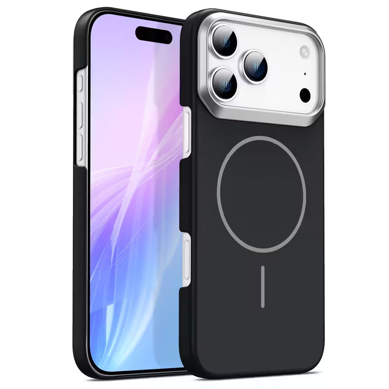 Luxury Metal Camera Frame Magnetic Matte Hard  Phone Case Wireless Charging & Shockproof Protection