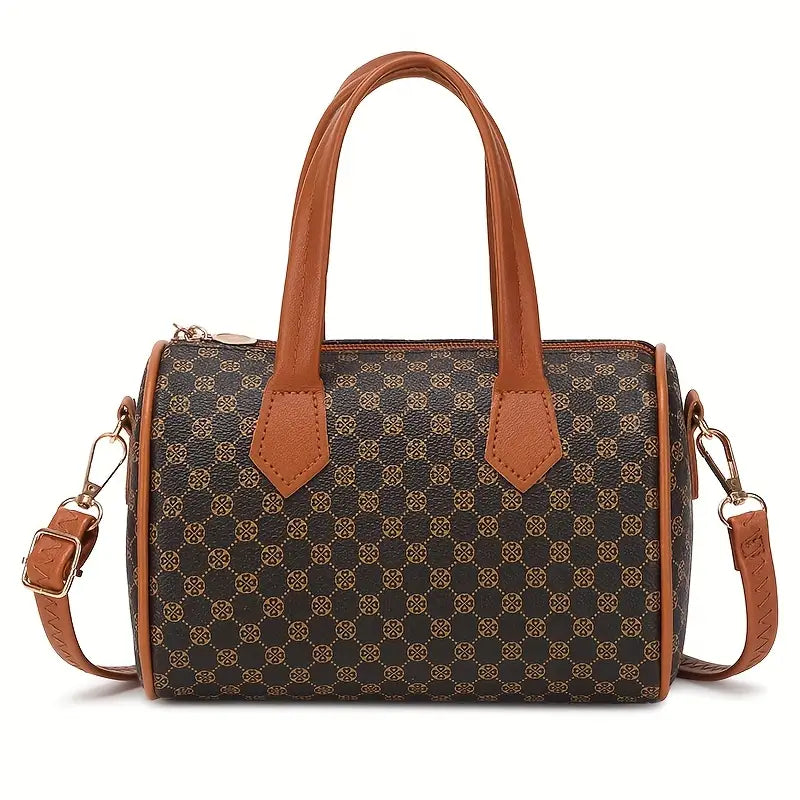 Vintage Polka Dot Quilted Mini Handbag - Lightweight Synthetic Leather with Detachable Strap & Zipper Closure