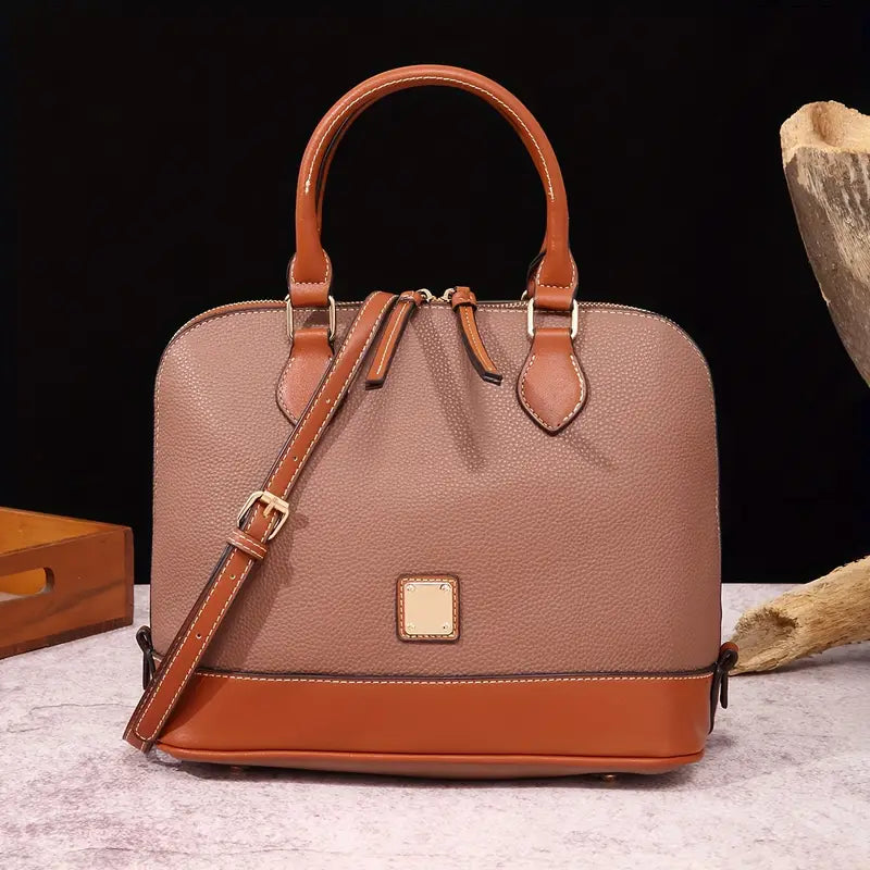 Luxury Color Contrast Satchel Handbag - Classic Style for Women's Office & Work