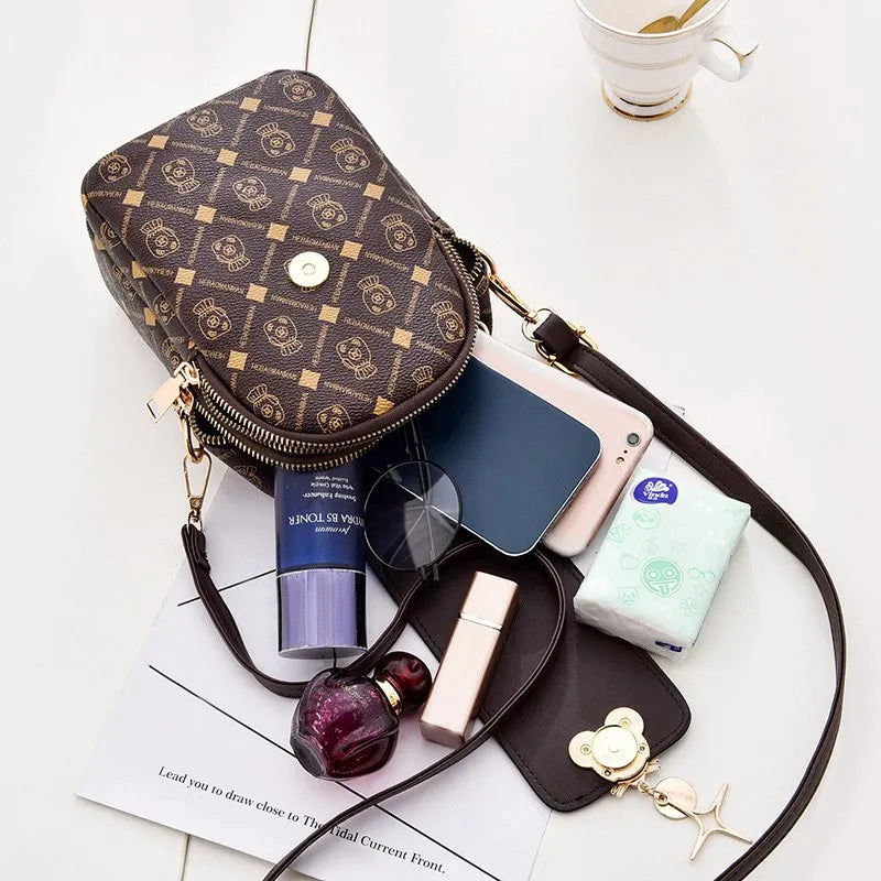 Mini Leather Crossbody Bag for Women - Small Shoulder Bag, Phone Purse, Card Holder Wallet - Stylish Diagal Design