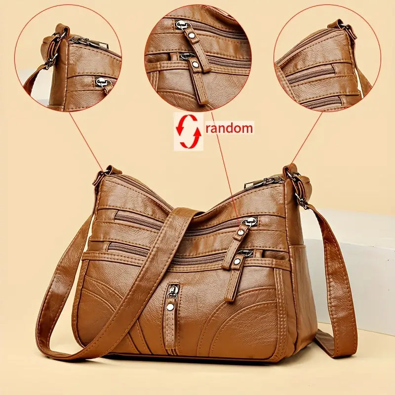 Large Capacity Soft Crossbody Bag - Random Flower Pattern & Strap Direction