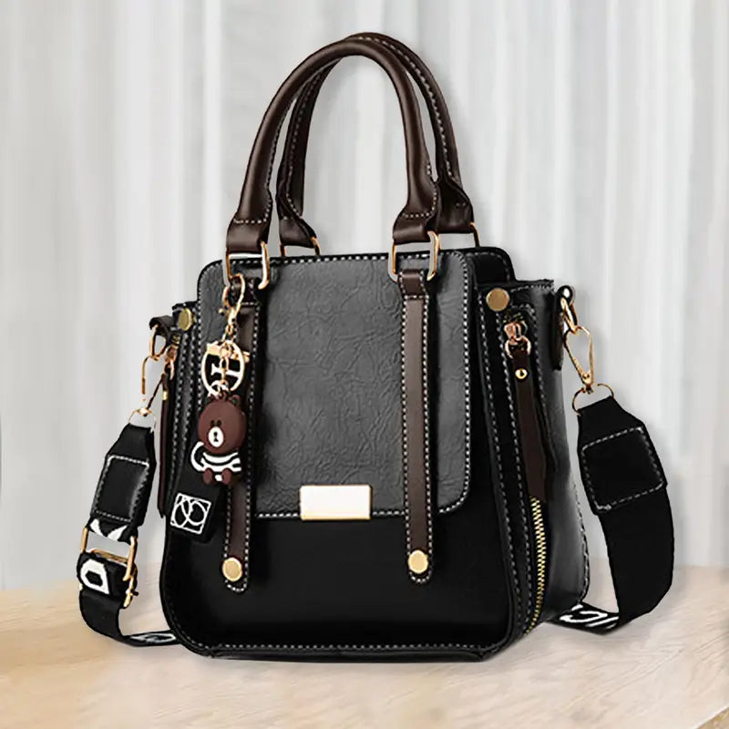 Women's Adjustable Tote Handbag - Spacious Work Bag with Zipper Closure, Golden Hardware