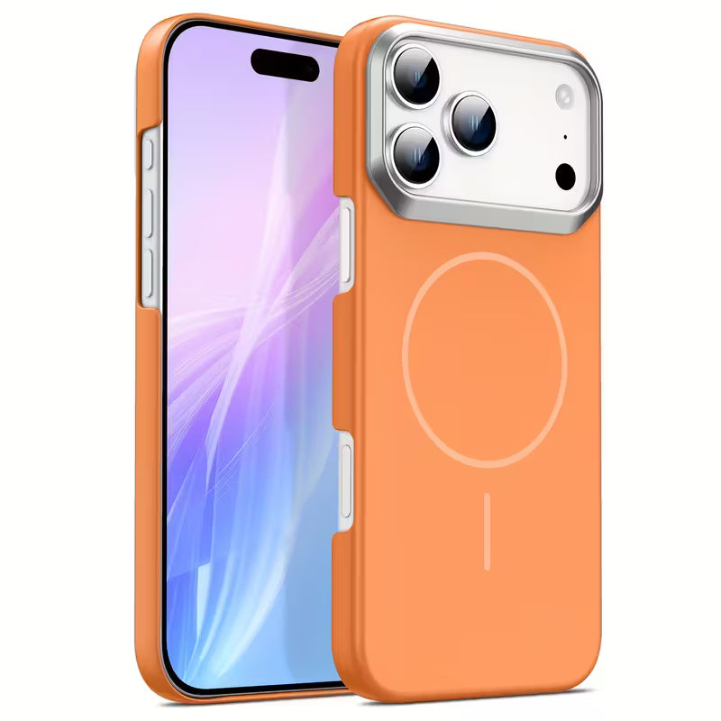 Luxury Metal Camera Frame Magnetic Matte Hard  Phone Case Wireless Charging & Shockproof Protection