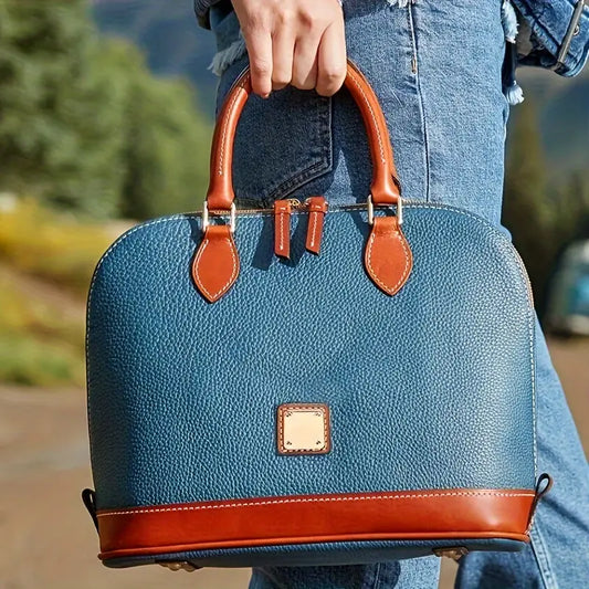 Luxury Color Contrast Satchel Handbag - Classic Style for Women's Office & Work