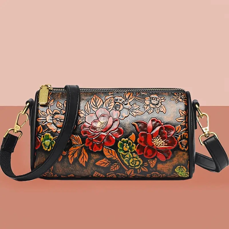 Mini Vintage Floral Embossed Crossbody Bag