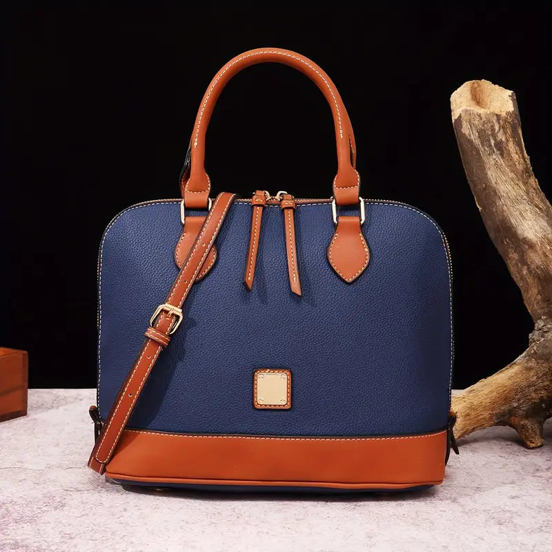 Luxury Color Contrast Satchel Handbag - Classic Style for Women's Office & Work