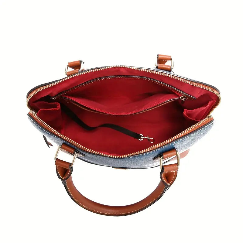 Luxury Color Contrast Satchel Handbag - Classic Style for Women's Office & Work