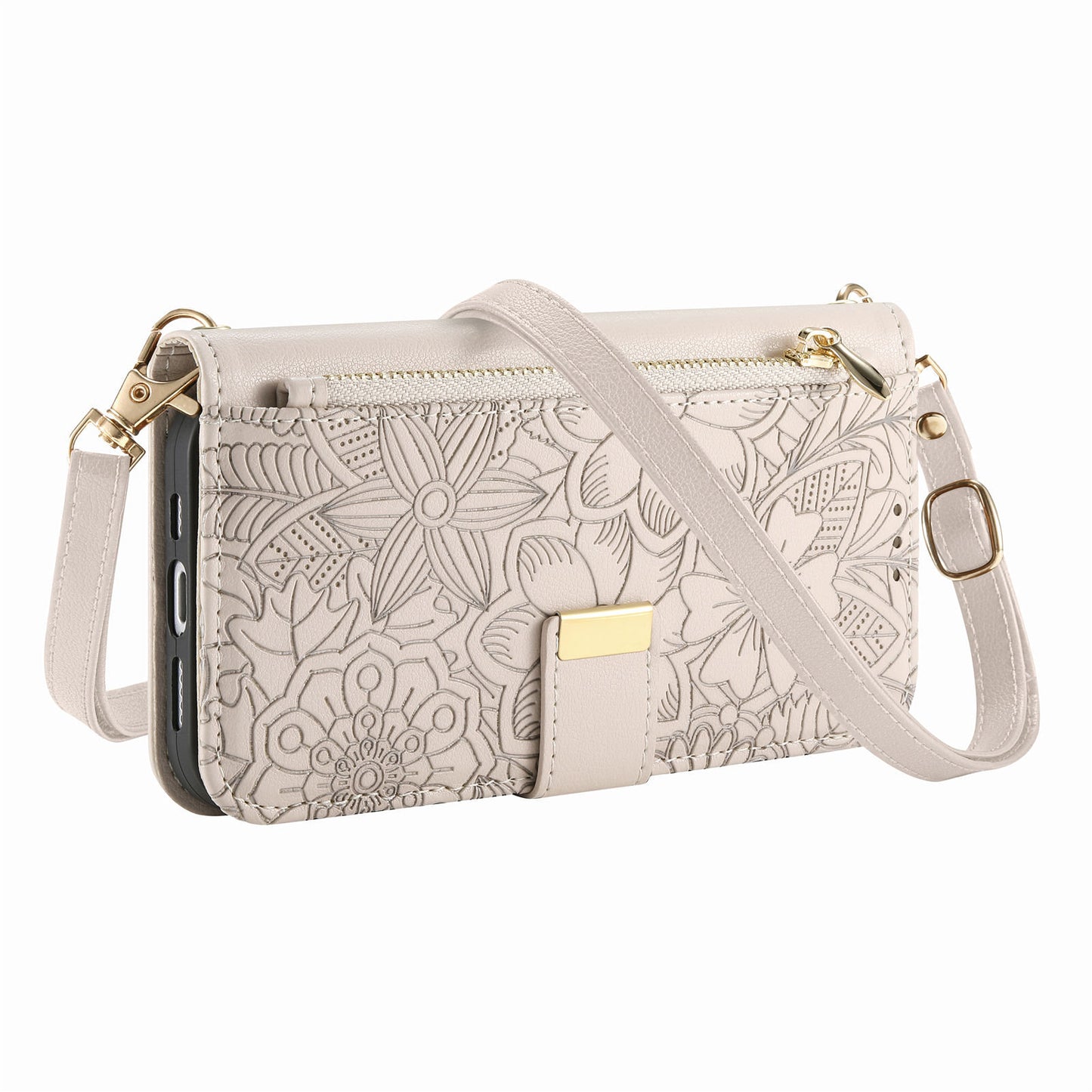 Floral & Leaf Elegant Fashion Crossbody Flip Phone Case for Samsung