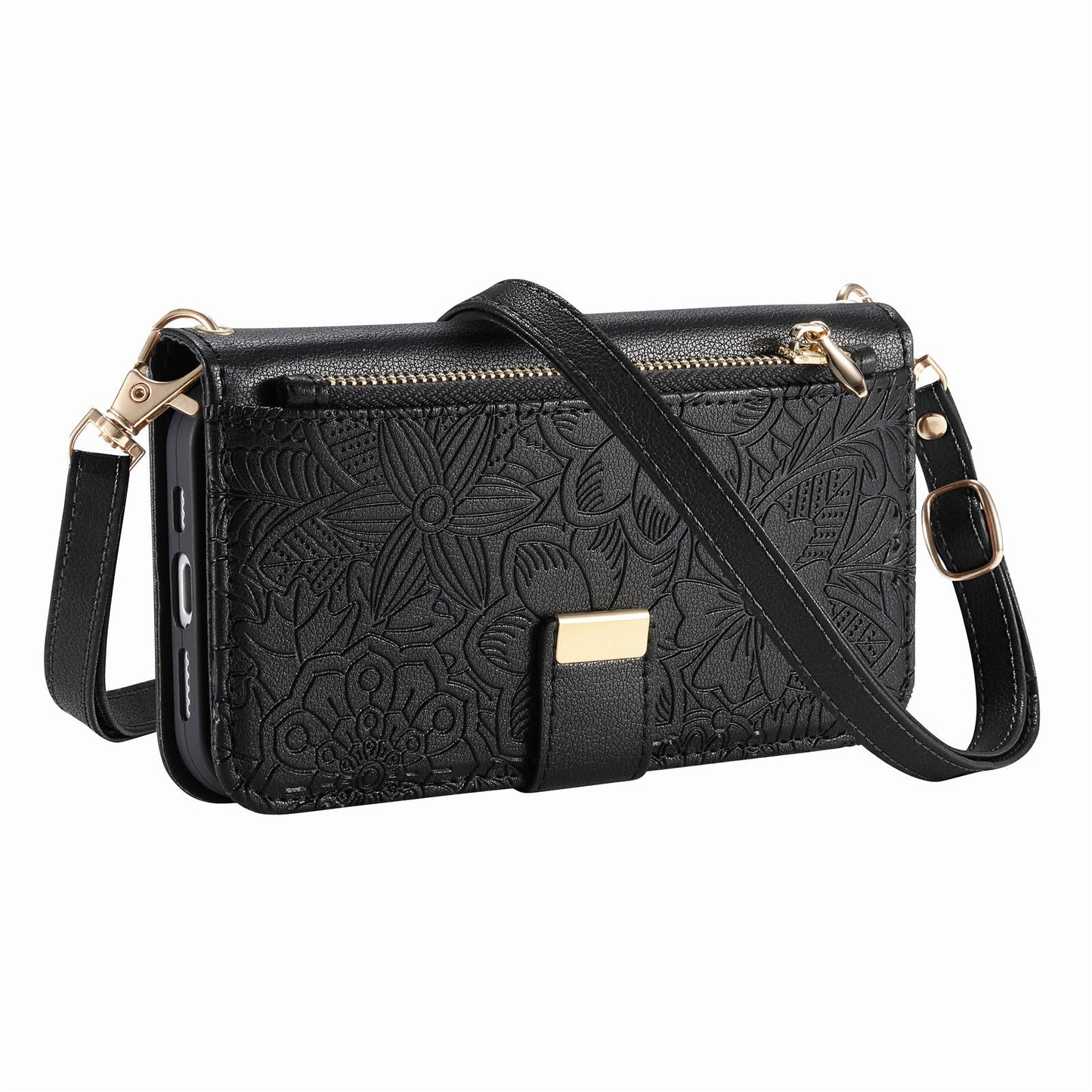 Floral & Leaf Elegant Fashion Crossbody Flip Phone Case for Samsung