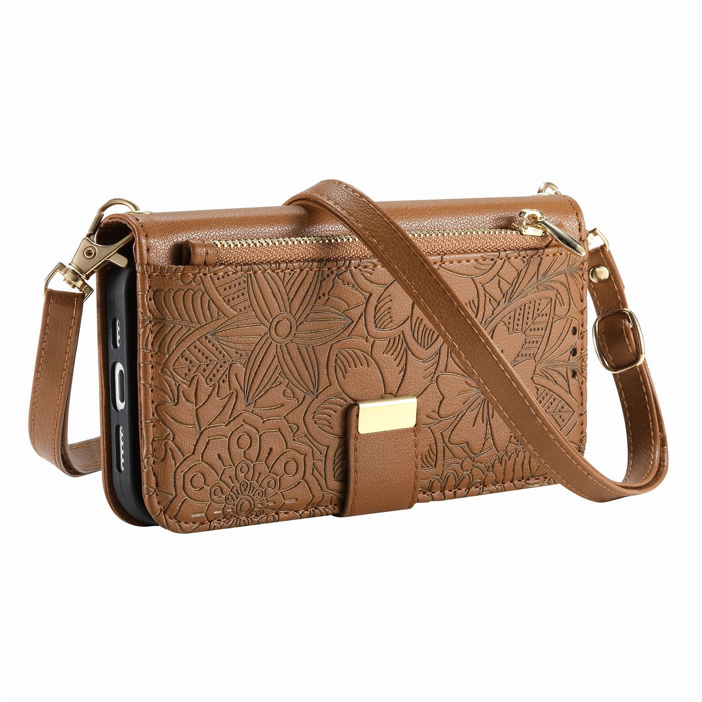 Floral & Leaf Elegant Fashion Crossbody Flip Phone Case for Samsung
