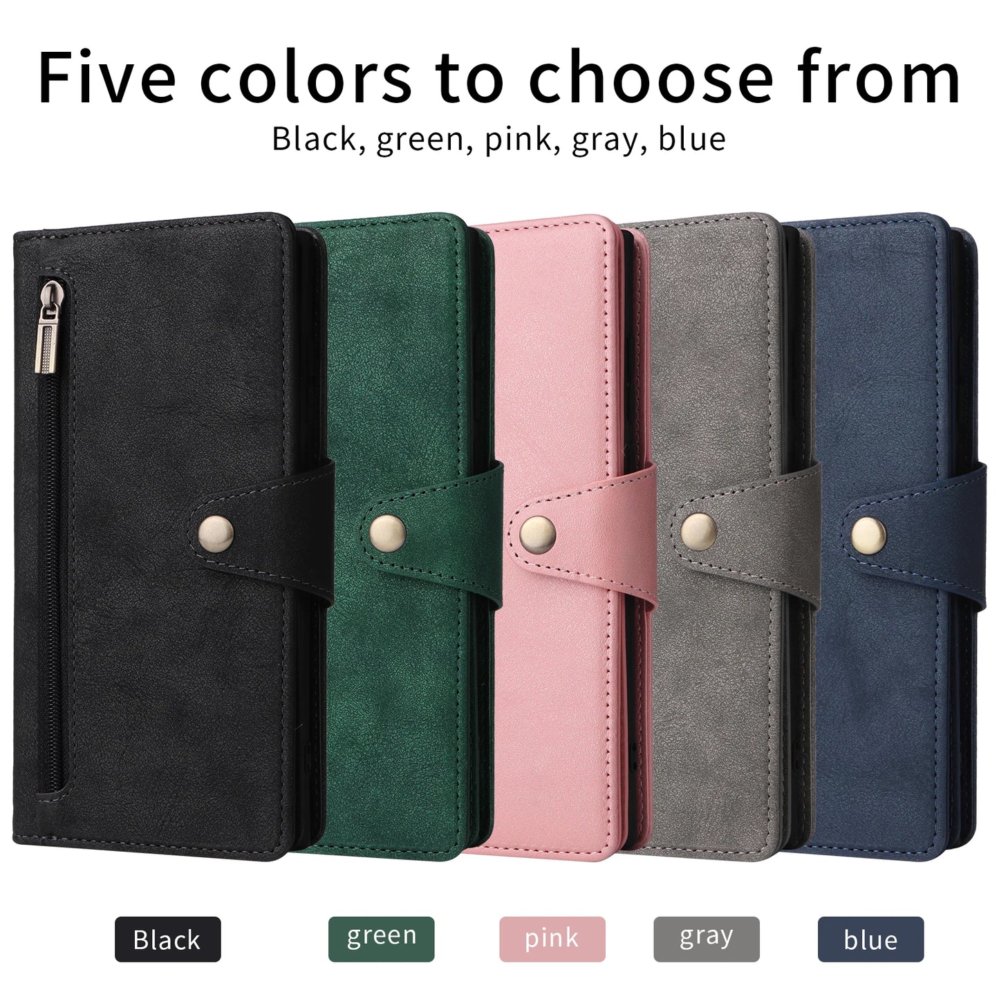 Zipper Magnetic Closure Leather Case for Samsung Galaxy