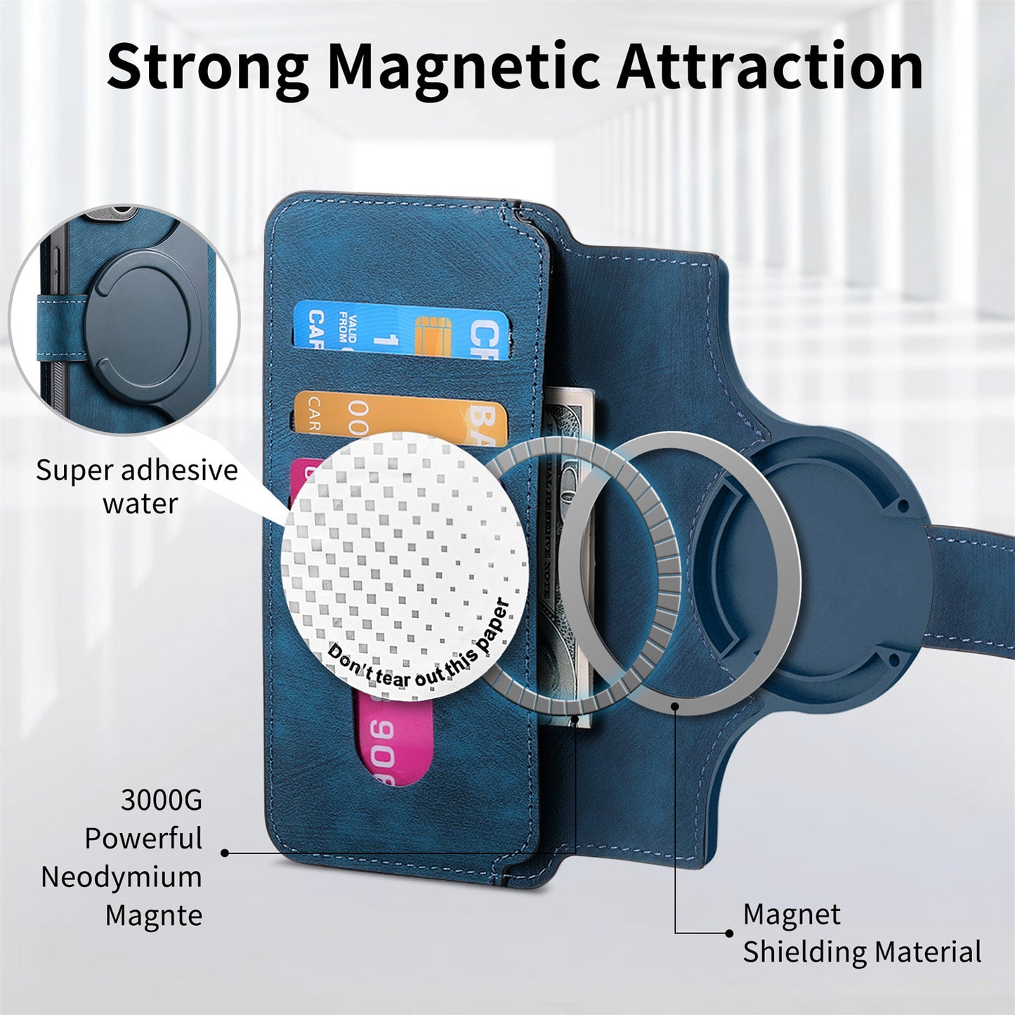 RFID 2-in-1 Detachable Wallet Magnetic Case  for iPhone