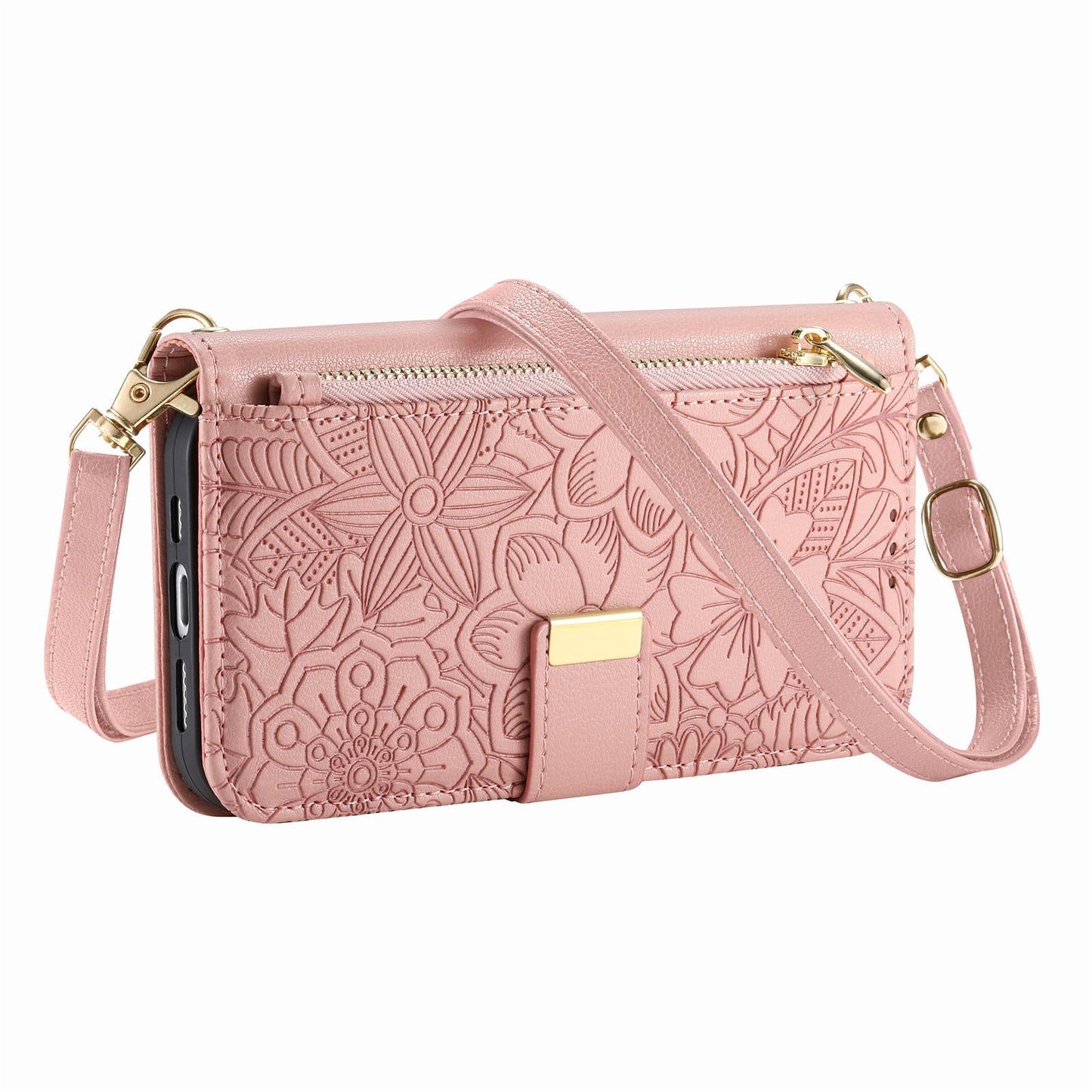 Floral & Leaf Elegant Fashion Crossbody Flip Phone Case for Samsung