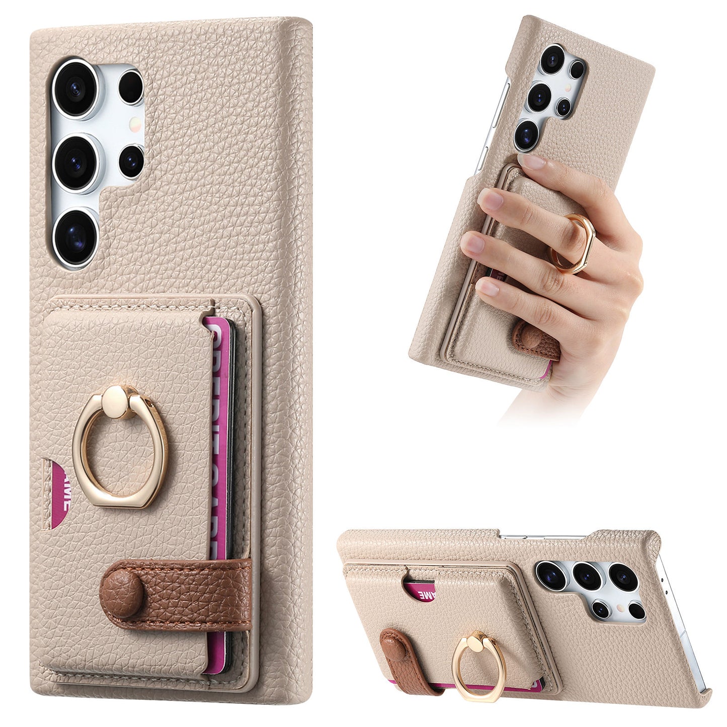 Lychee Pattern Wallet Phone Case for Samsung Galaxy