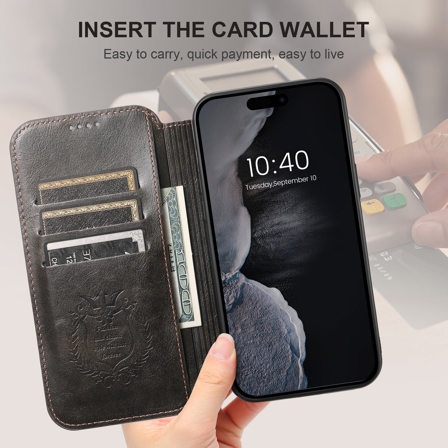 Estuche tipo billetera de cuero desmontable 2 en 1 para iPhone 