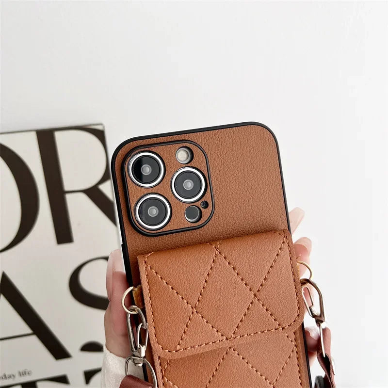 Leather Crossbody Phone Case Wallet with Card Holder - Shockproof Cover