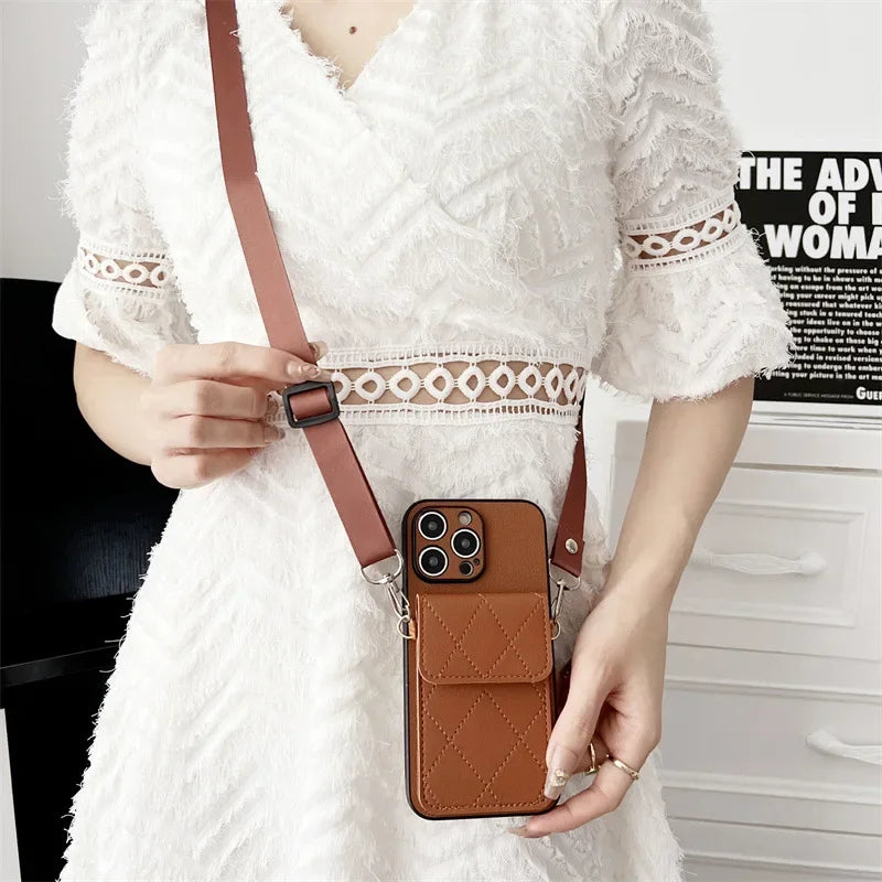 Leather Crossbody Phone Case Wallet with Card Holder - Shockproof Cover