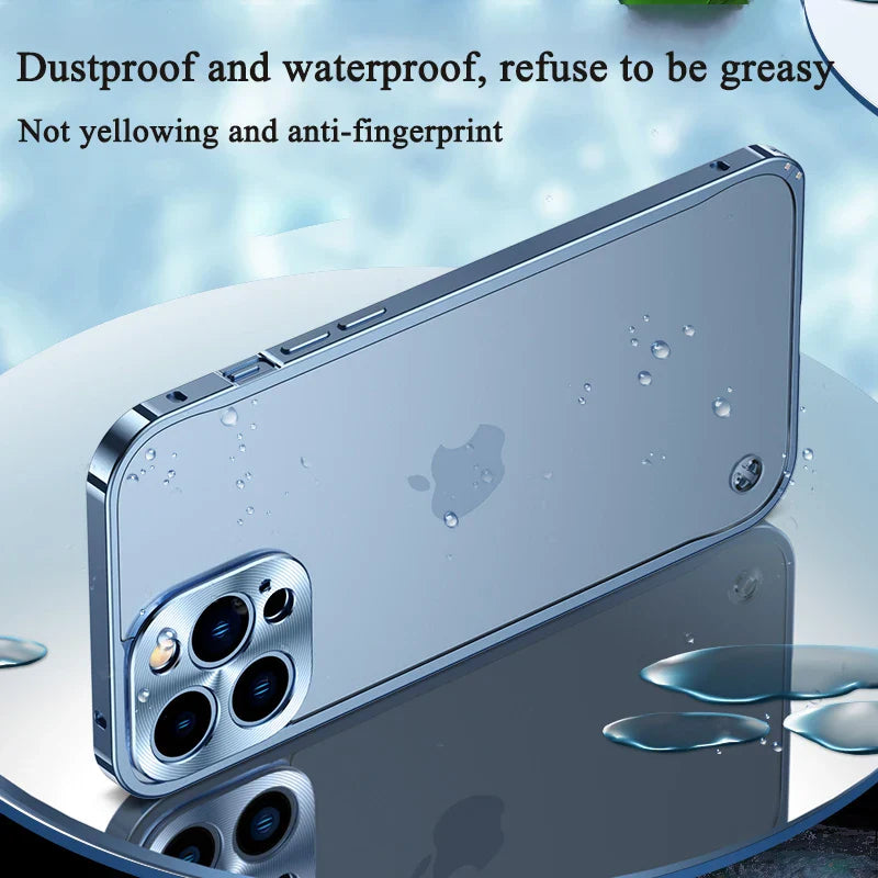 Metal Frame Lens Protection Frosted Shockproof Phone Case for iPhone