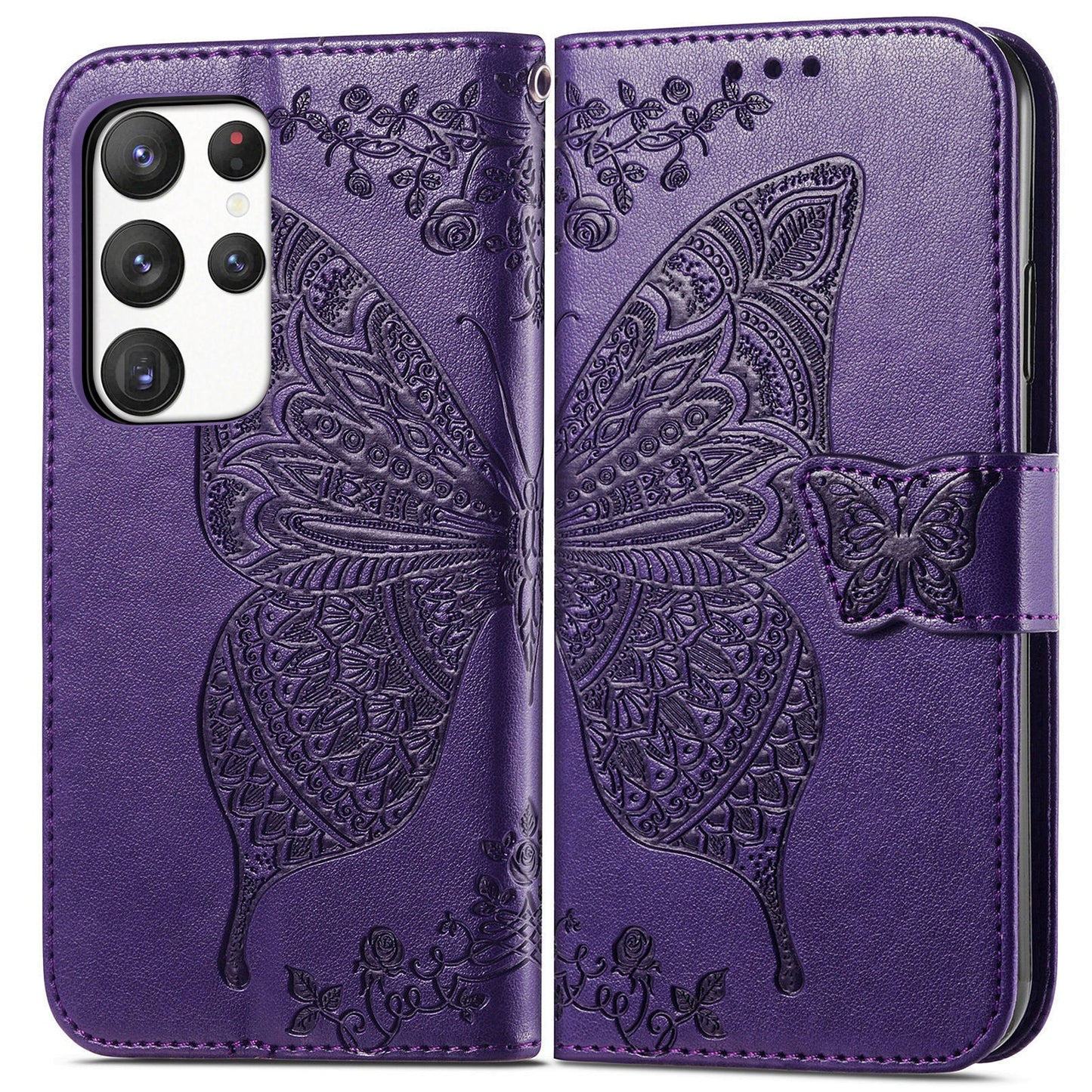 Embossed Butterfly Wallet Flip Case For Samsung Galaxy Series