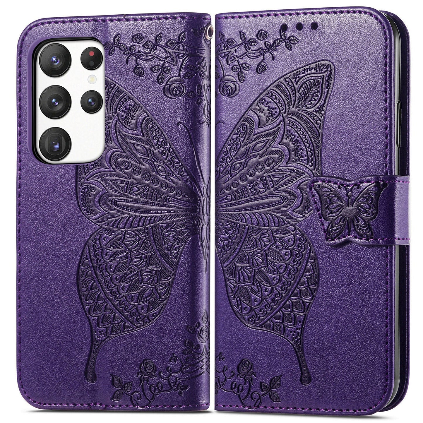 Embossed Butterfly Wallet Flip Case For Samsung Galaxy Series 2019