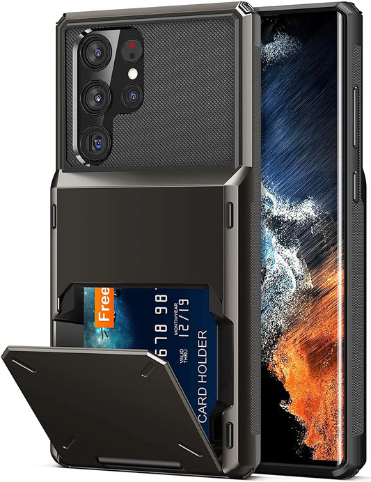 Estuche tipo billetera híbrido con 5 ranuras para tarjetas y protección de doble capa para Samsung 