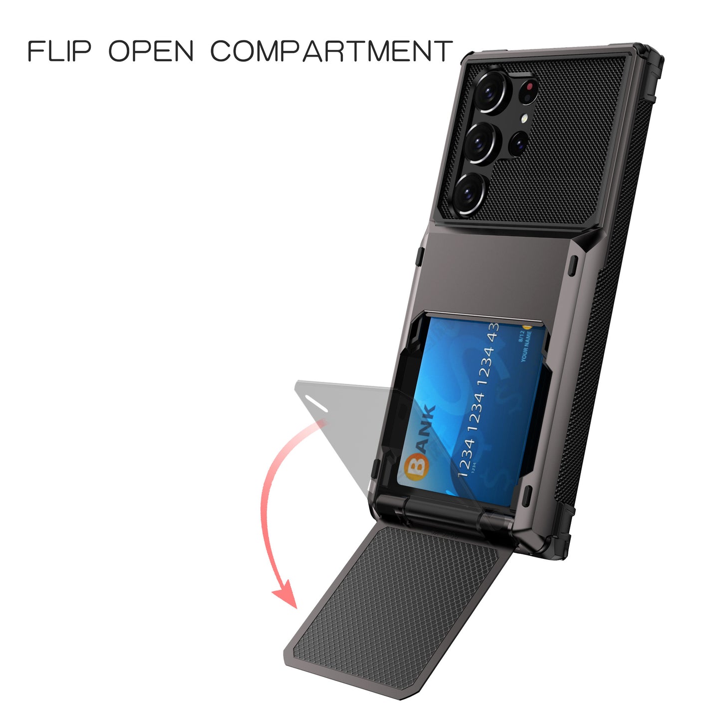 Estuche tipo billetera híbrido con 5 ranuras para tarjetas y protección de doble capa para Samsung 