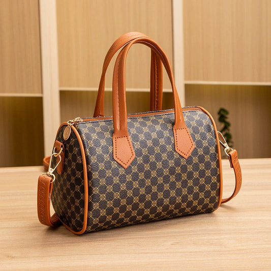 Vintage Polka Dot Quilted Mini Handbag - Lightweight Synthetic Leather with Detachable Strap & Zipper Closure