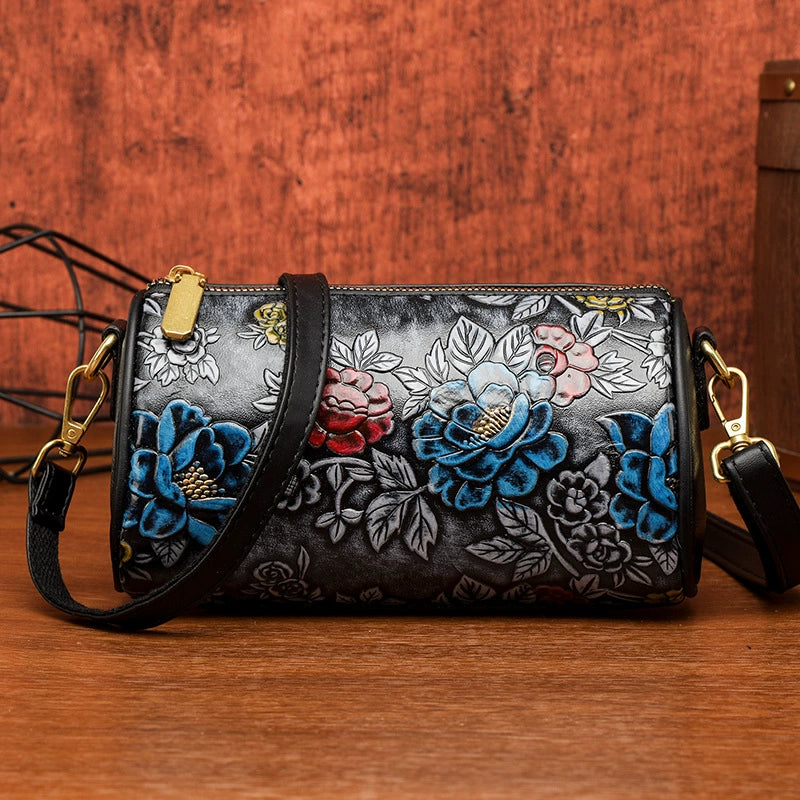 Mini Vintage Floral Embossed Crossbody Bag