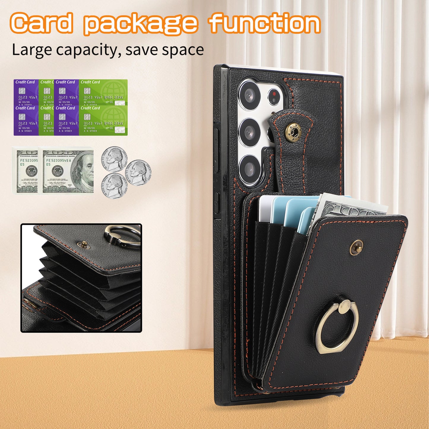 Samsung Galaxy 3-in-1 Wallet Case: Slim Design with Kickstand & Crossbody Strap