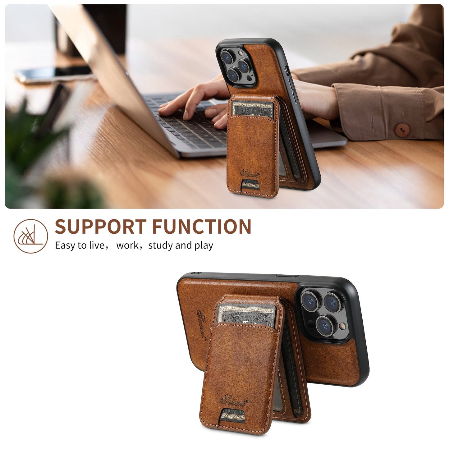 2-in-1 Magnetic Flip Wallet Phone Case for iPhone