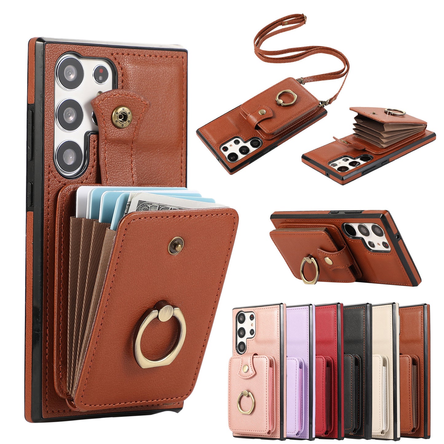 Samsung Galaxy 3-in-1 Wallet Case: Slim Design with Kickstand & Crossbody Strap