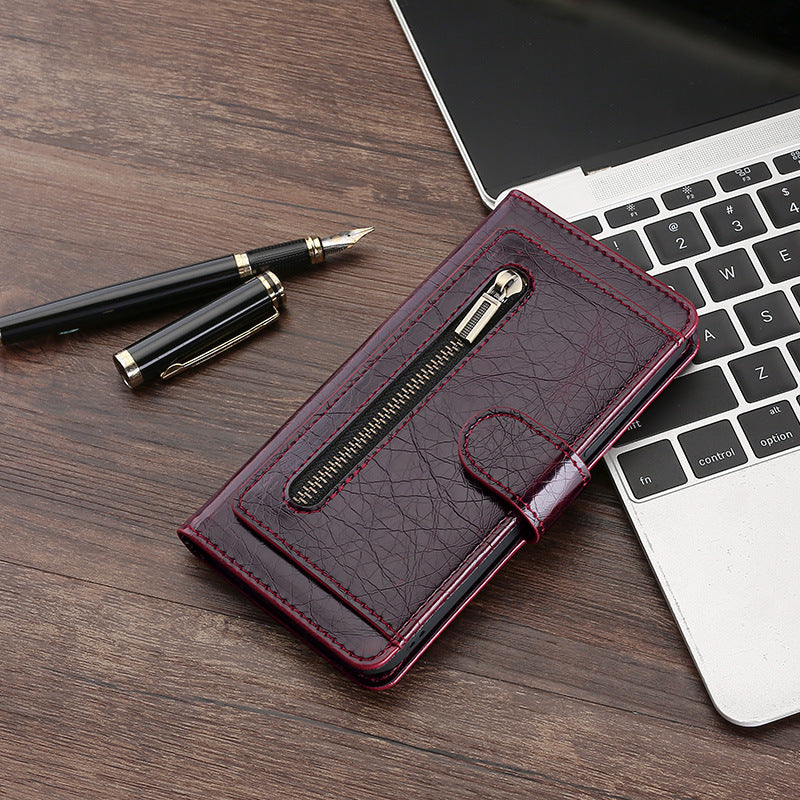 Leather Flip Wallet Phone Cover for iPhone